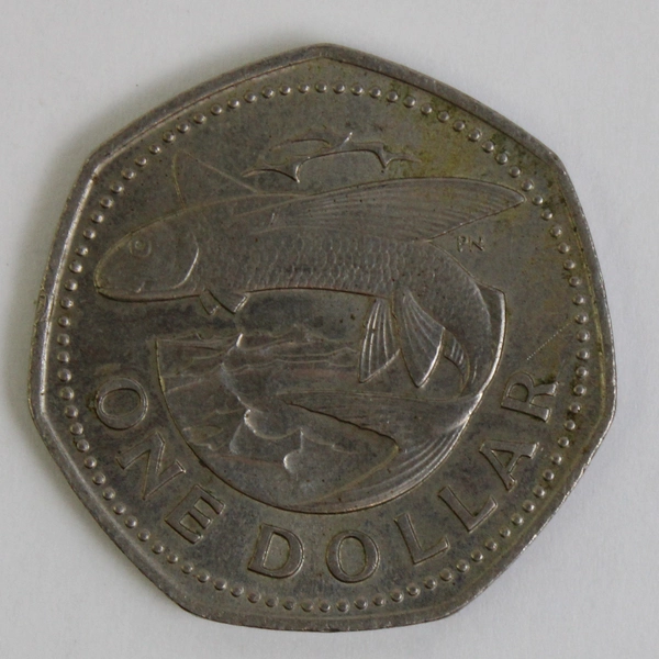 1973 Barbados 1 Dollar Flying Fish One Dollar Coin