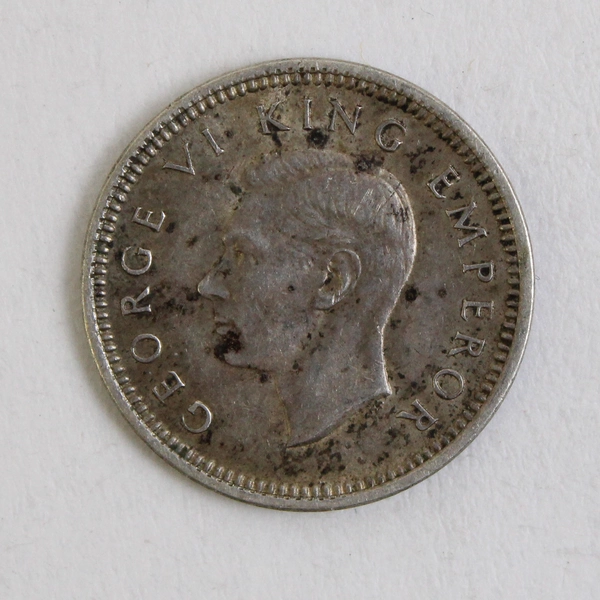 1937 New Zealand Silver 3 Pence WWII Period George VI .96 mm Thick
