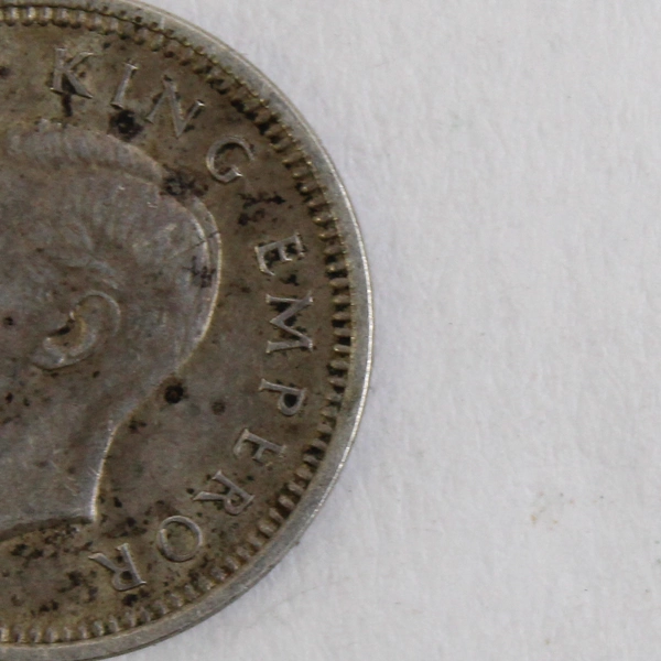 1937 New Zealand Silver 3 Pence WWII Period George VI .96 mm Thick