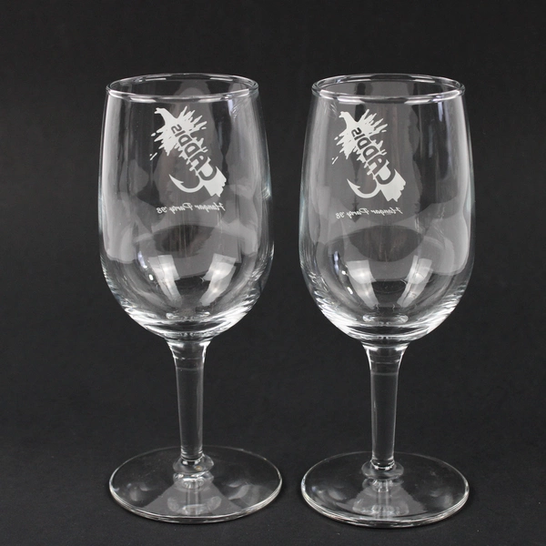 Lot of 2 Clear Stemmed Wine Glasses Caddis Hangar Party '98 Glassware