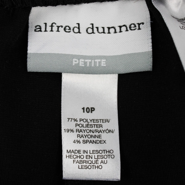 Alfred Dunner Women's 10P Black Pull On Chino Elastic Back Work Pants Petite
