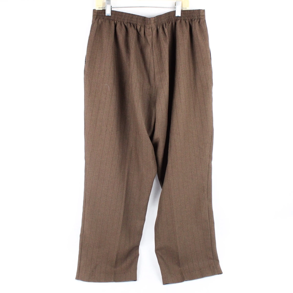 Alfred Dunner Women's Size 12 Brown Striped Chinos Elastic Waist