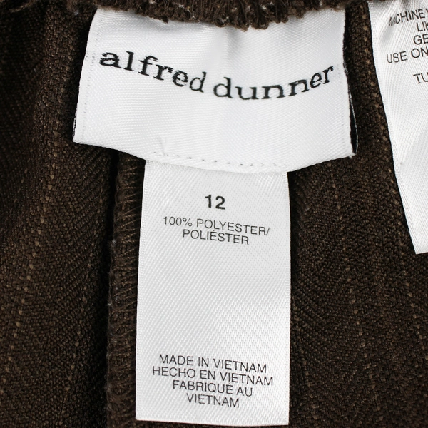 Alfred Dunner Women's Size 12 Brown Striped Chinos Elastic Waist