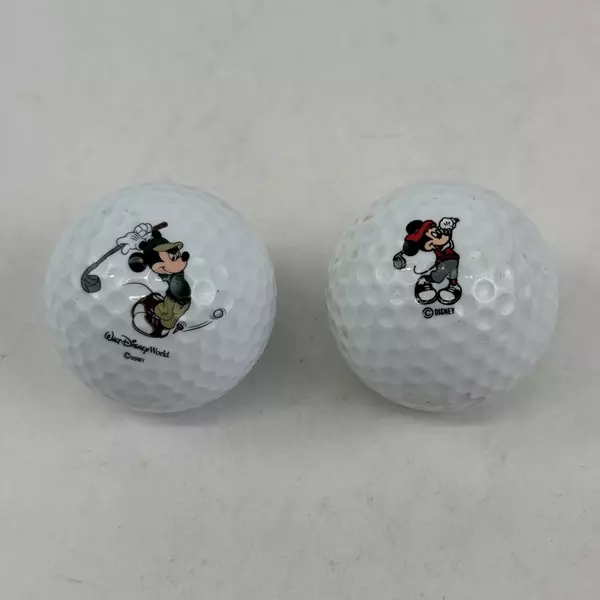 2 Golf Balls Walt Disney Mickey Mouse Swinging A Golf Club Logo Pinnacle 3