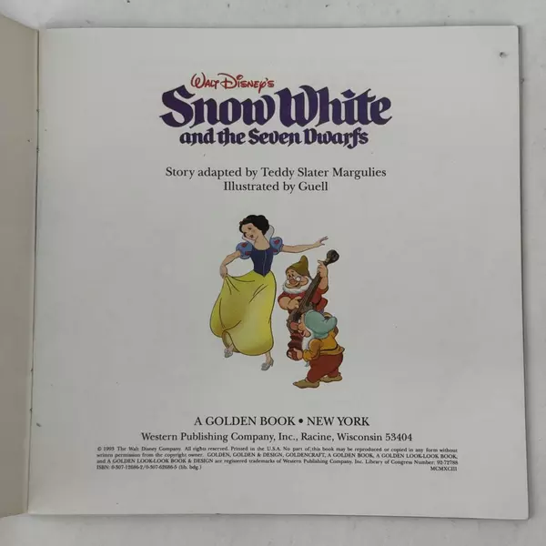 Walt Disney's Snow White and the Seven Dwarfs Paperback 1993 Golden Look Book
