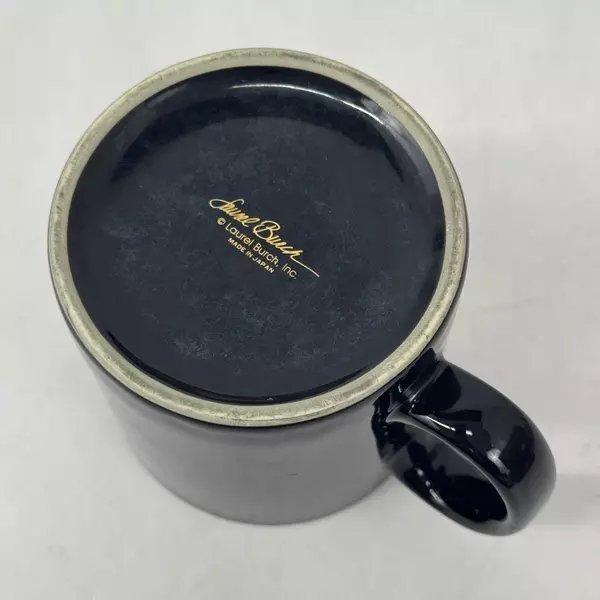 Laurel Burch Black Gold Lion Zebra Cat Coffee Mug 1998 Ancient Treasures