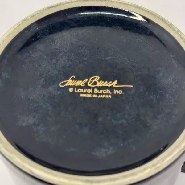 Laurel Burch Black Gold Lion Zebra Cat Coffee Mug 1998 Ancient Treasures