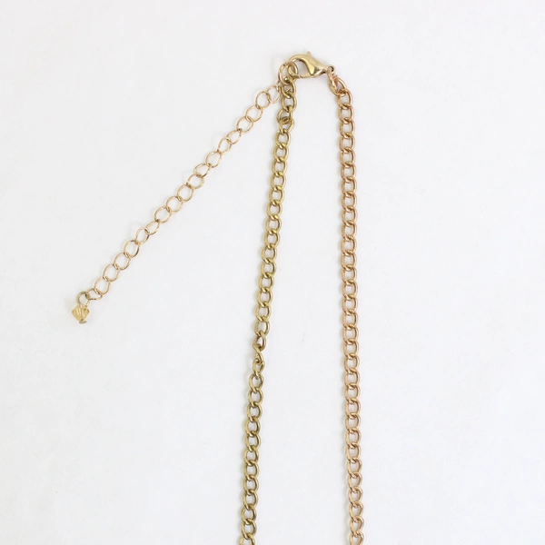 Brown and Black Glass Beaded Necklace Gold Tone Chain 34"