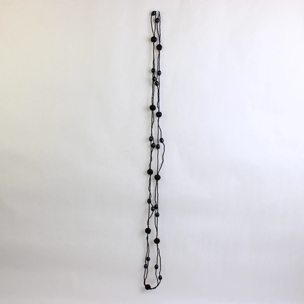 Black Seed Bead Necklace 29" Costume Jewelry