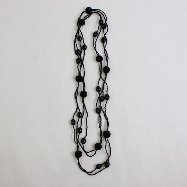 Black Seed Bead Necklace 29" Costume Jewelry