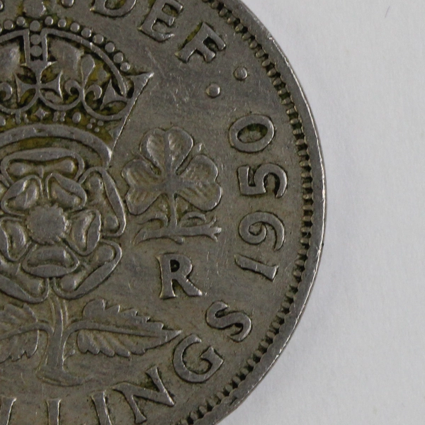 British Two Shillings George VI Crowned Tudor Rose Copper-Nickle Coin 1950