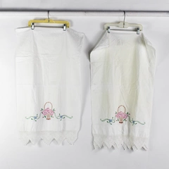 Lot Of 2 Unbranded Floral Embroidered White Pillowcases Lace Trim 21" x 34"