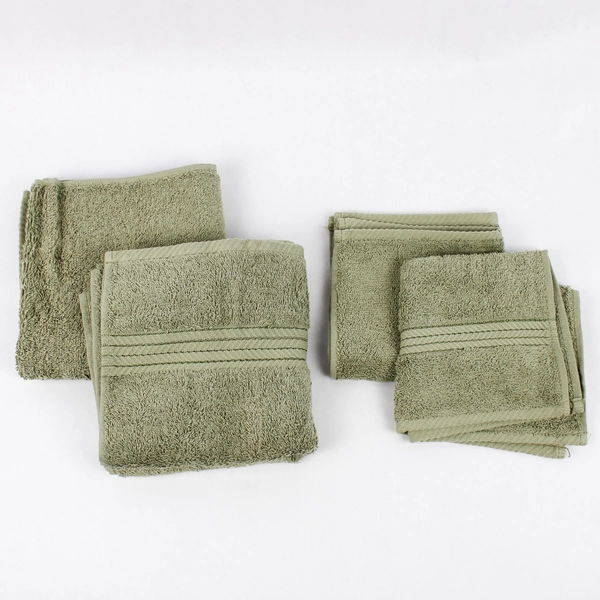 Lot Of 4 Chris Madden Classic Sage Green Cotton 2 Hand Towels & 2 Washcloths