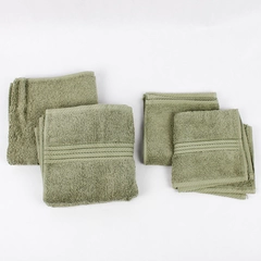 Lot Of 4 Chris Madden Classic Sage Green Cotton 2 Hand Towels & 2 Washcloths