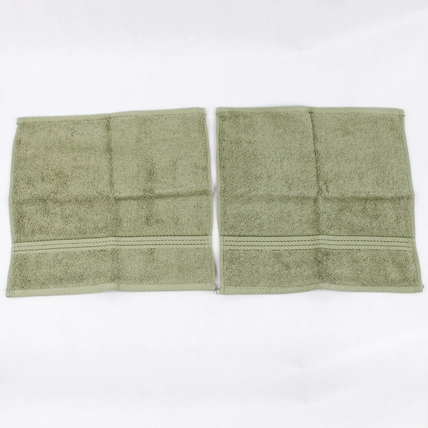Lot Of 4 Chris Madden Classic Sage Green Cotton 2 Hand Towels & 2 Washcloths