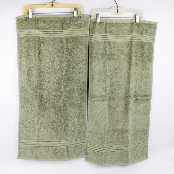 Lot Of 4 Chris Madden Classic Sage Green Cotton 2 Hand Towels & 2 Washcloths