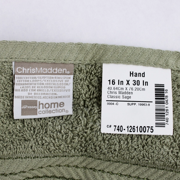 Lot Of 4 Chris Madden Classic Sage Green Cotton 2 Hand Towels & 2 Washcloths