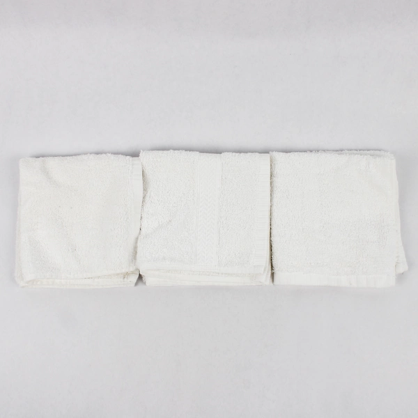 Lot Of 3 Grandeur Hospitality Solid White Colored 100% Cotton Washcloths