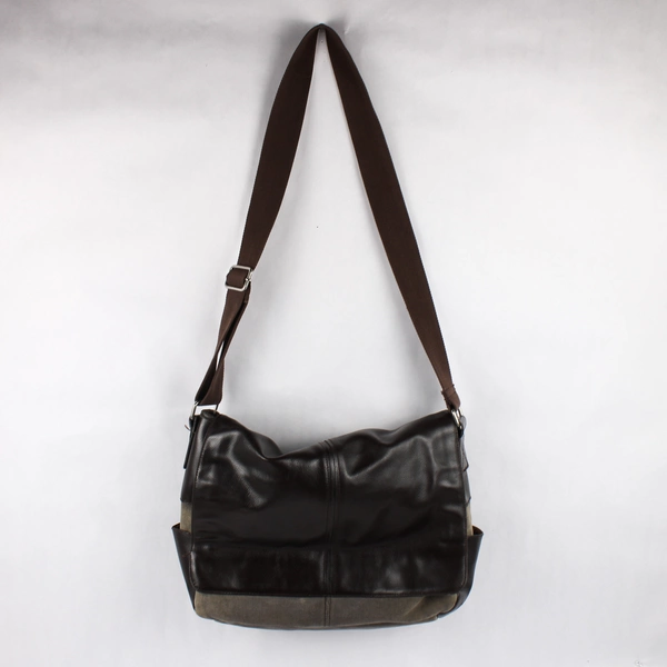 Relic Genuine Classic Crossbody Messenger Bag Brown Canvas & Leather 17" x 12"