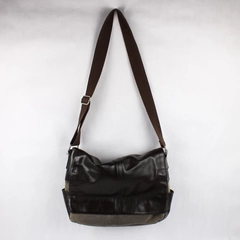 Relic Genuine Classic Crossbody Messenger Bag Brown Canvas & Leather 17" x 12"