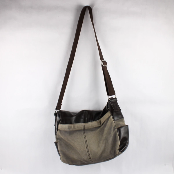 Relic Genuine Classic Crossbody Messenger Bag Brown Canvas & Leather 17" x 12"