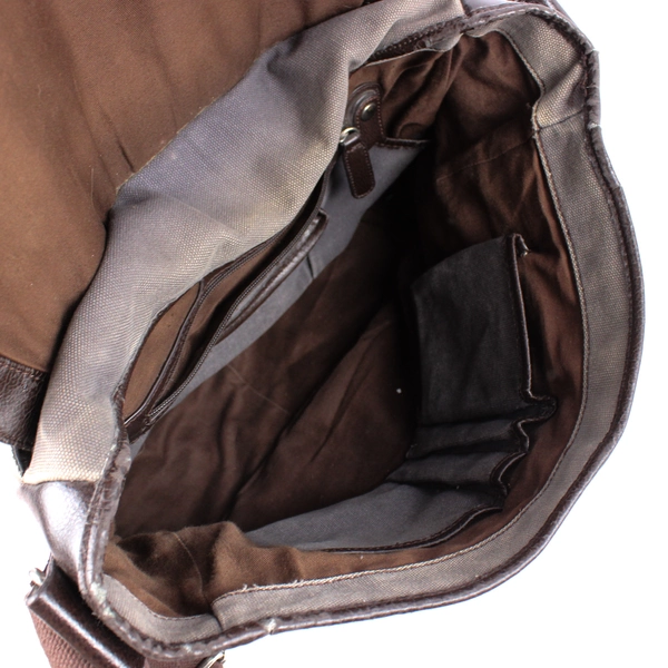 Relic Genuine Classic Crossbody Messenger Bag Brown Canvas & Leather 17" x 12"