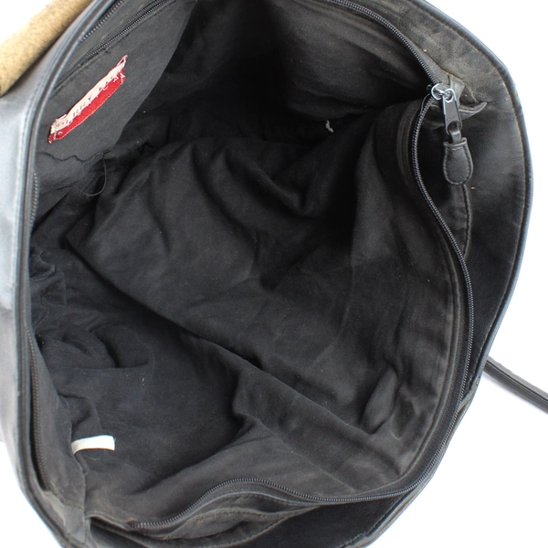 Perry Ellis America Large Black Leather Tote Bag Handbag 15" x 13"