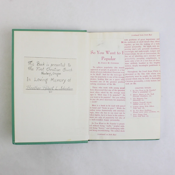 So You Want to Be Popular by Fayly H Cothern 1960 Hardcover Ex-Library No DJ