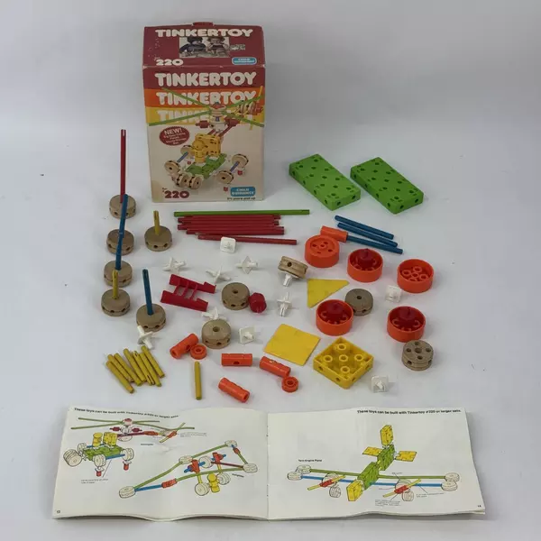 1983 CBS Toys Tinkertoy Building Set #220 with Original Box Missing Pieces
