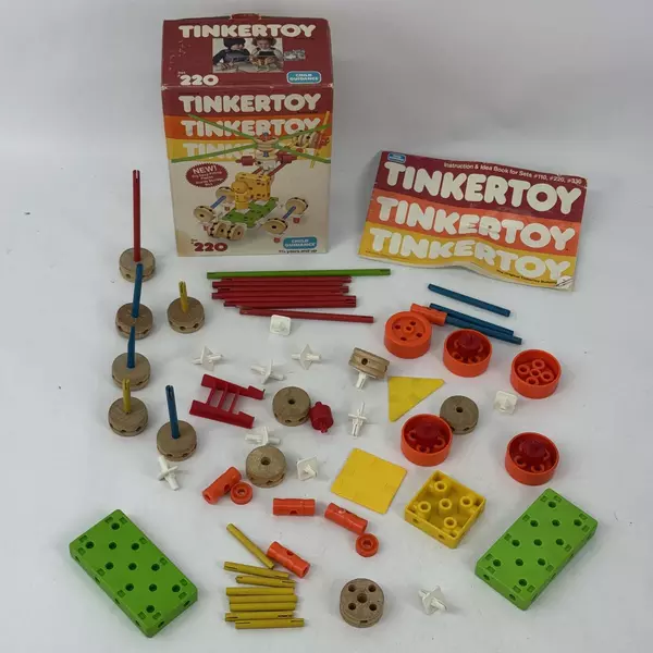 1983 CBS Toys Tinkertoy Building Set #220 with Original Box Missing Pieces