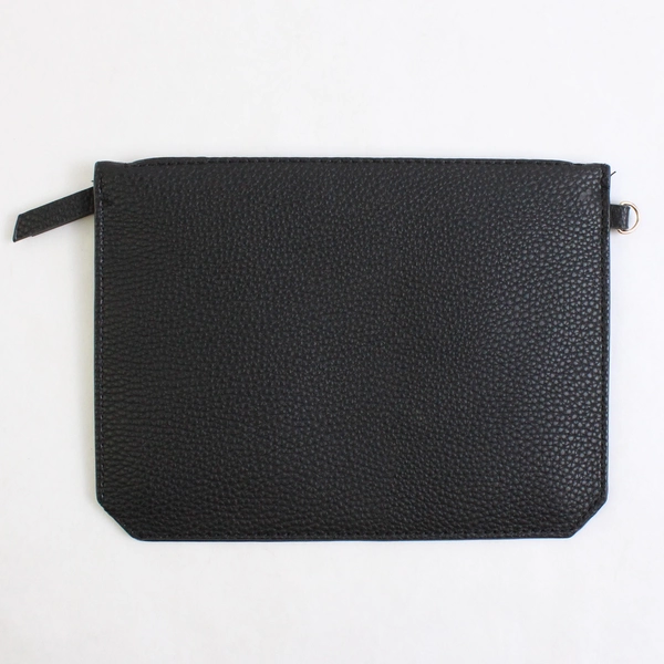 Anne Klein Solid Black Color Gold Hardware Faux Leather Small Purse Bag Clutch