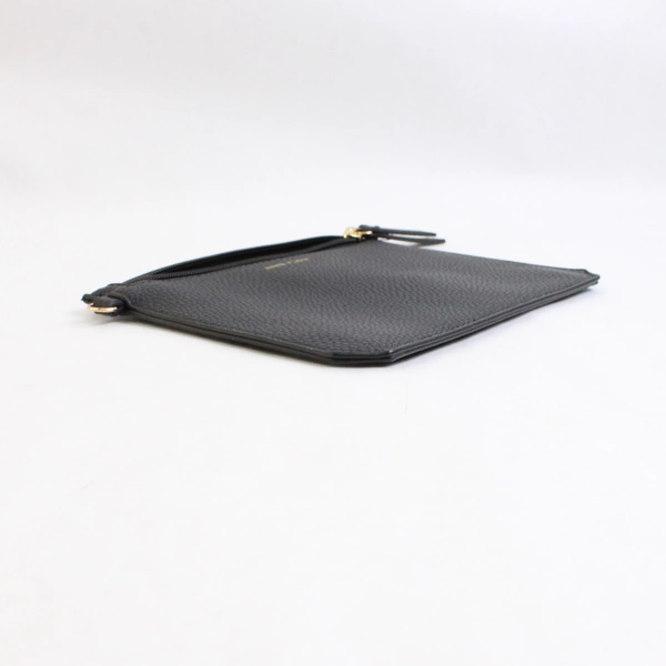 Anne Klein Solid Black Color Gold Hardware Faux Leather Small Purse Bag Clutch