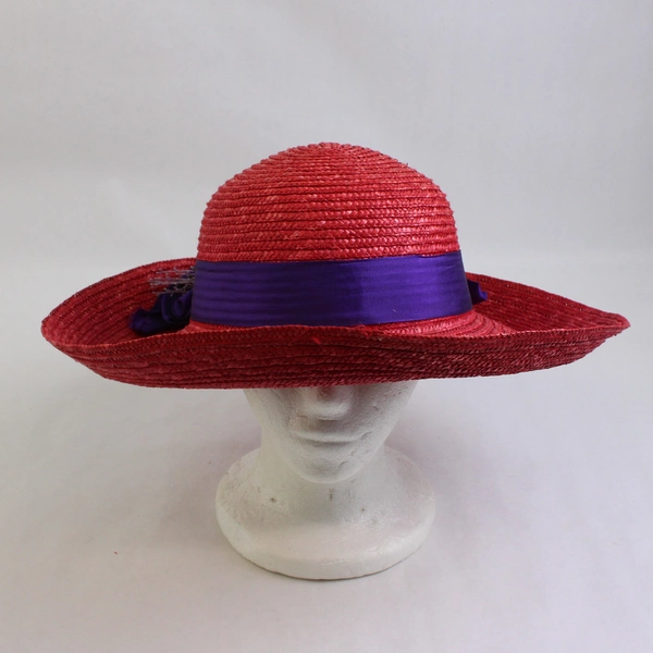 The Scala Collection Women's Red Woven Straw Summer Hat One Size