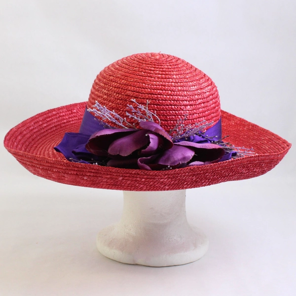 The Scala Collection Women's Red Woven Straw Summer Hat One Size