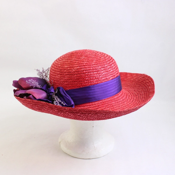 The Scala Collection Women's Red Woven Straw Summer Hat One Size