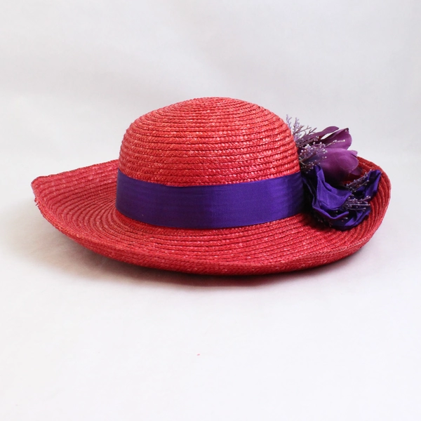 The Scala Collection Women's Red Woven Straw Summer Hat One Size