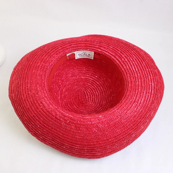 The Scala Collection Women's Red Woven Straw Summer Hat One Size