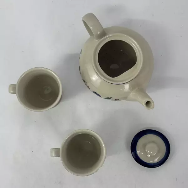 Design Pac Inc. Floral Ceramic Teapot With 2 Matching Footed Cups