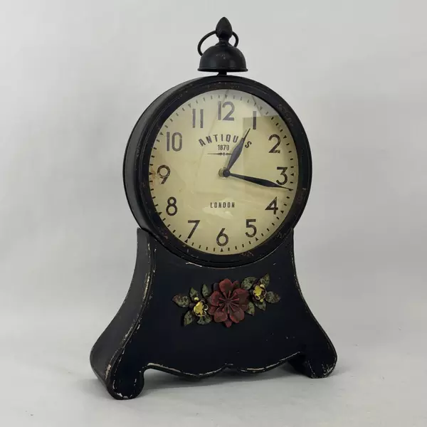 Antiques 1870 Antique Inspired Metal And Wood Battery Operated Hanging Clock