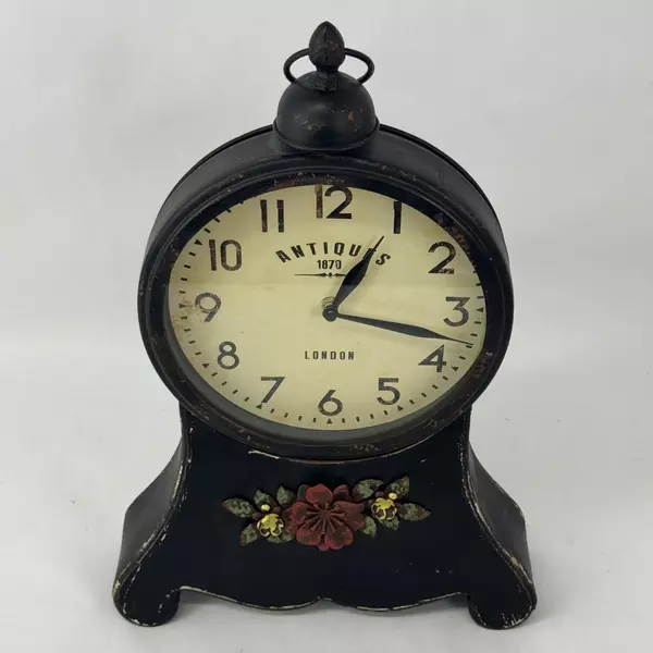 Antiques 1870 Antique Inspired Metal And Wood Battery Operated Hanging Clock