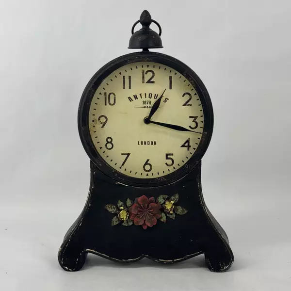 Antiques 1870 Antique Inspired Metal And Wood Battery Operated Hanging Clock