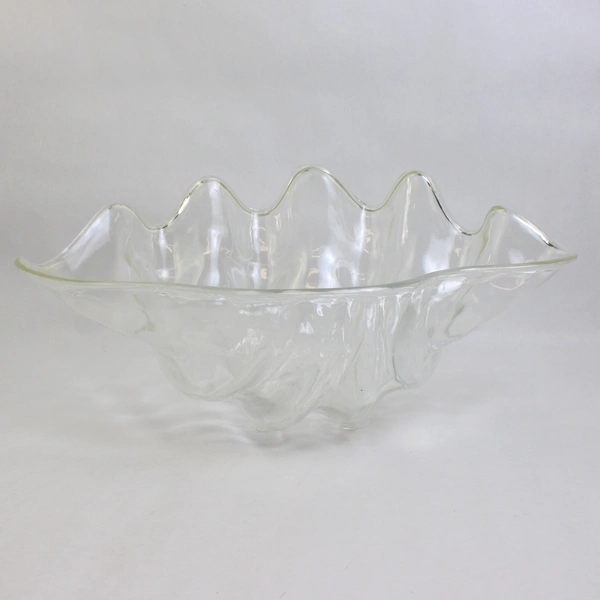Lot Of 3 Unbranded Clear Plastic Large Shell Serving Bowl & Serving Cutlery