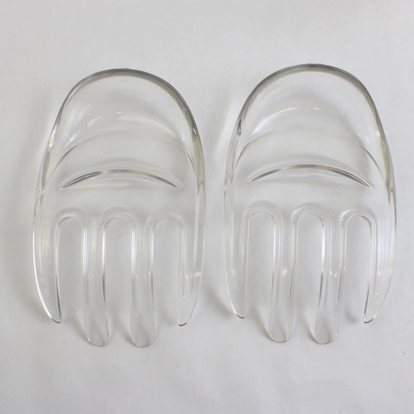 Lot Of 3 Unbranded Clear Plastic Large Shell Serving Bowl & Serving Cutlery