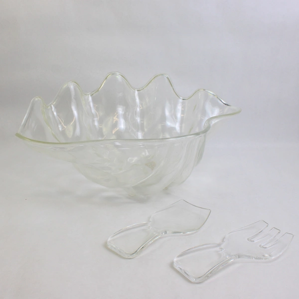 Set of 3 Unbranded Serving Bowl & Serving Cutlery Clear Plastic Large Shell