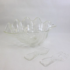 Set of 3 Unbranded Serving Bowl & Serving Cutlery Clear Plastic Large Shell