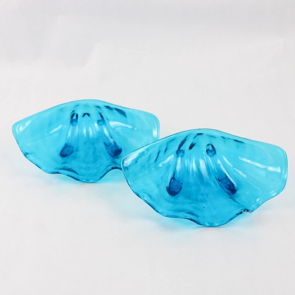 Lot Of 2 Unbranded Shell Seving/Decorative Blue Plastic Bowls 3.5" x 9" x 5.5"