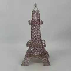 Vintage Paris Eiffel Tower Pink Clear Lucite Prisms Tealight Candle Holder