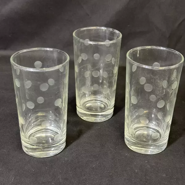 Lot of 3 Etched Dot Highball Glasses 5.25 Inch