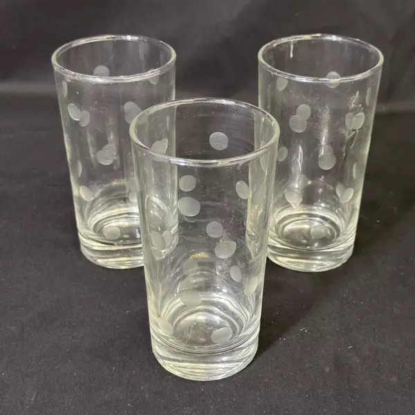 Lot of 3 Etched Dot Highball Glasses 5.25 Inch