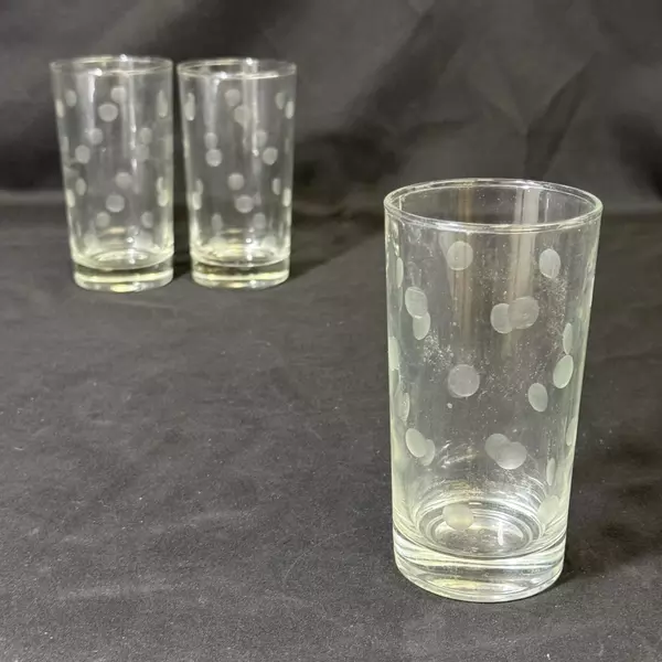 Lot of 3 Etched Dot Highball Glasses 5.25 Inch